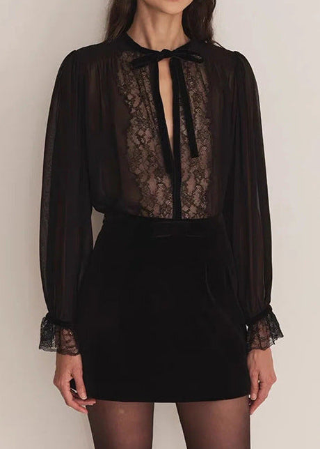 Elvire Balloon Sleeve Lace Skirt Set