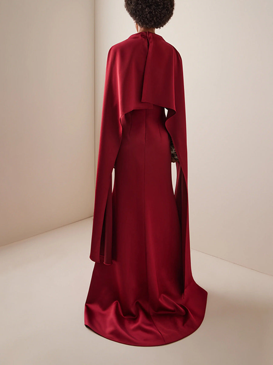 Caroline Shawl Ruch Maxi Dress