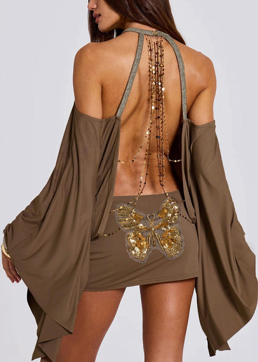 Fannie Backless Chain Sequin Mini Dress