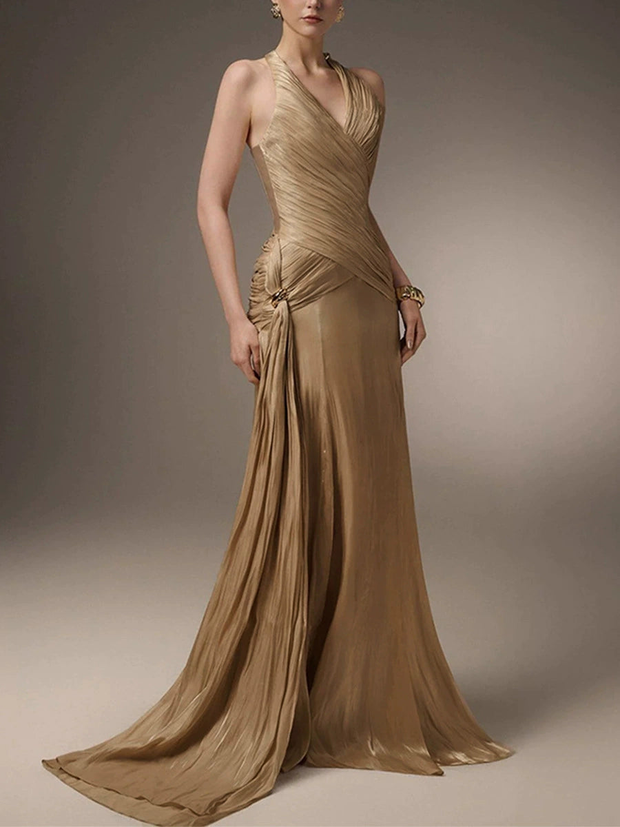 Borys Ruch Plunge Maxi Dress