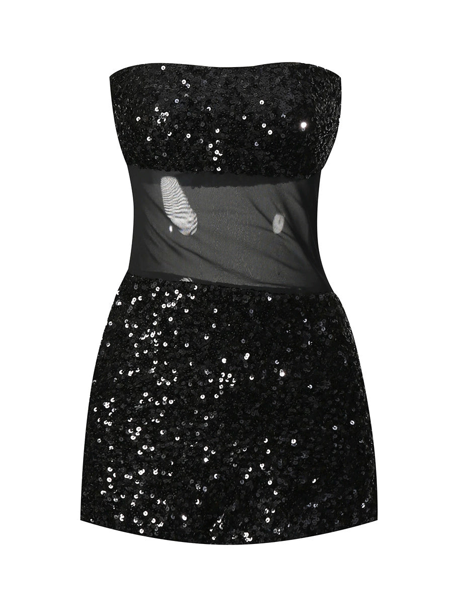 Donar Sequin Mesh Mini Dress