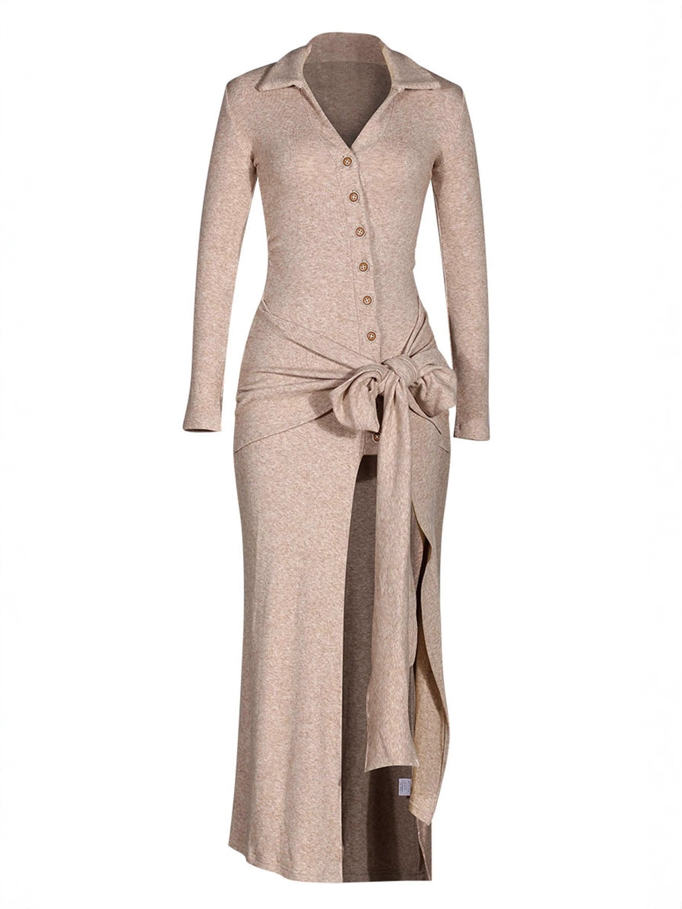 Elanor Tie Up Split Knit Maxi Dress