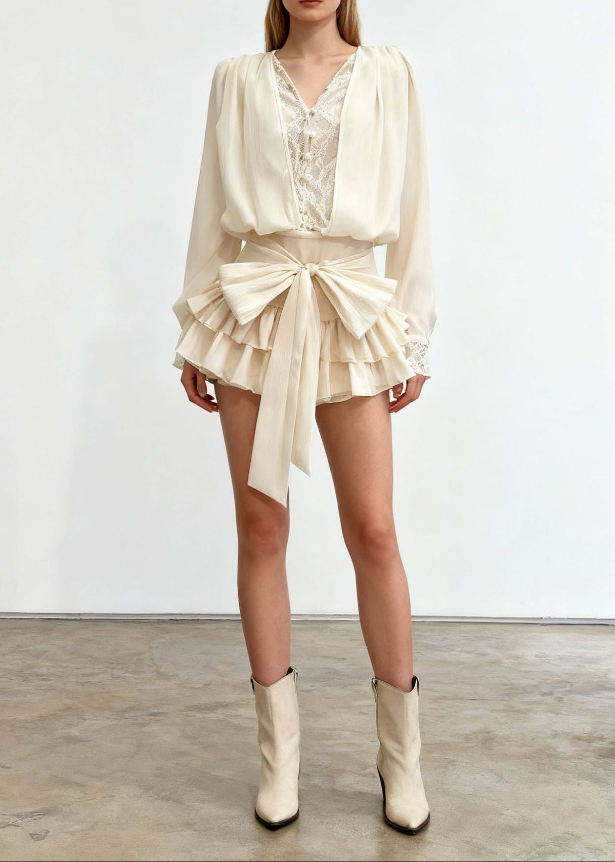 Bleddyn Lace Ruch Ruffle Skirt Set