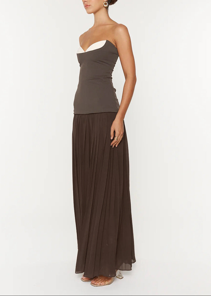 Diederick Strapless Bodycon Pleated Maxi Dress