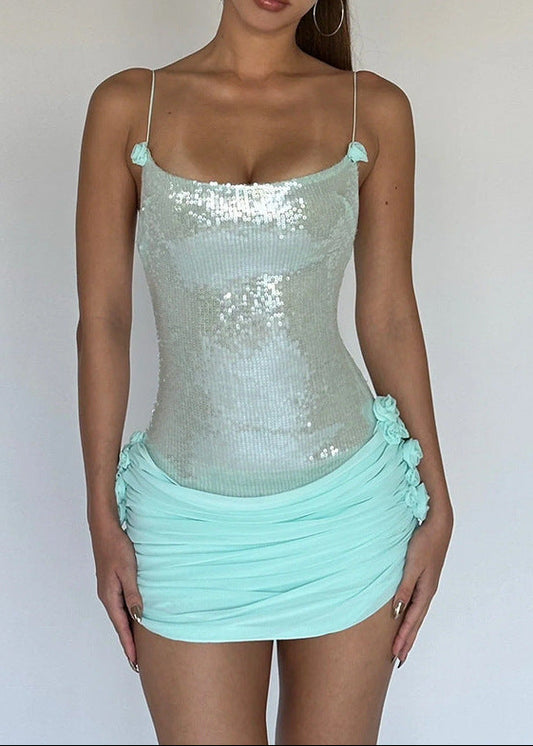 Bobbie Sequin Ruch Mini Dress