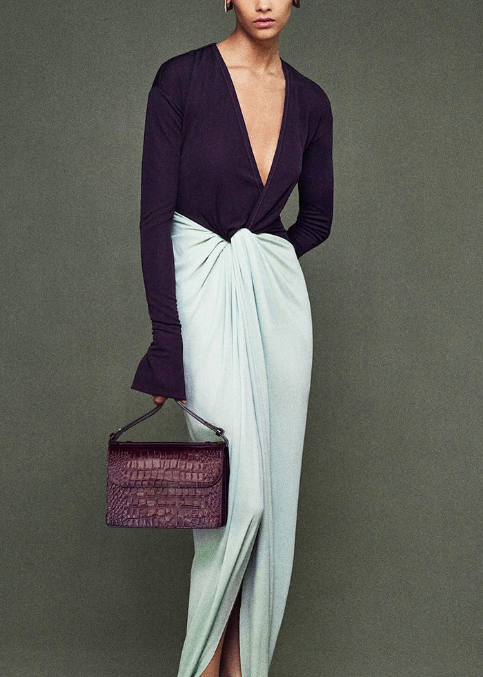 Duke Colorblock Plunge Twist Maxi Dress