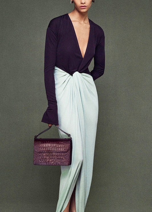 Duke Colorblock Plunge Twist Maxi Dress
