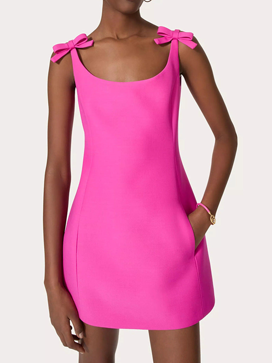 Anass Bow Sleeveless Mini Dress