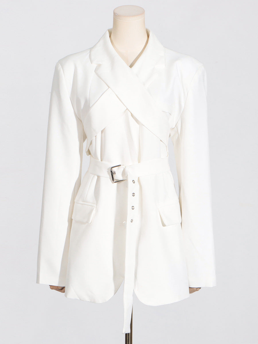 Jesiah Cross Buckle Lapel Blazer