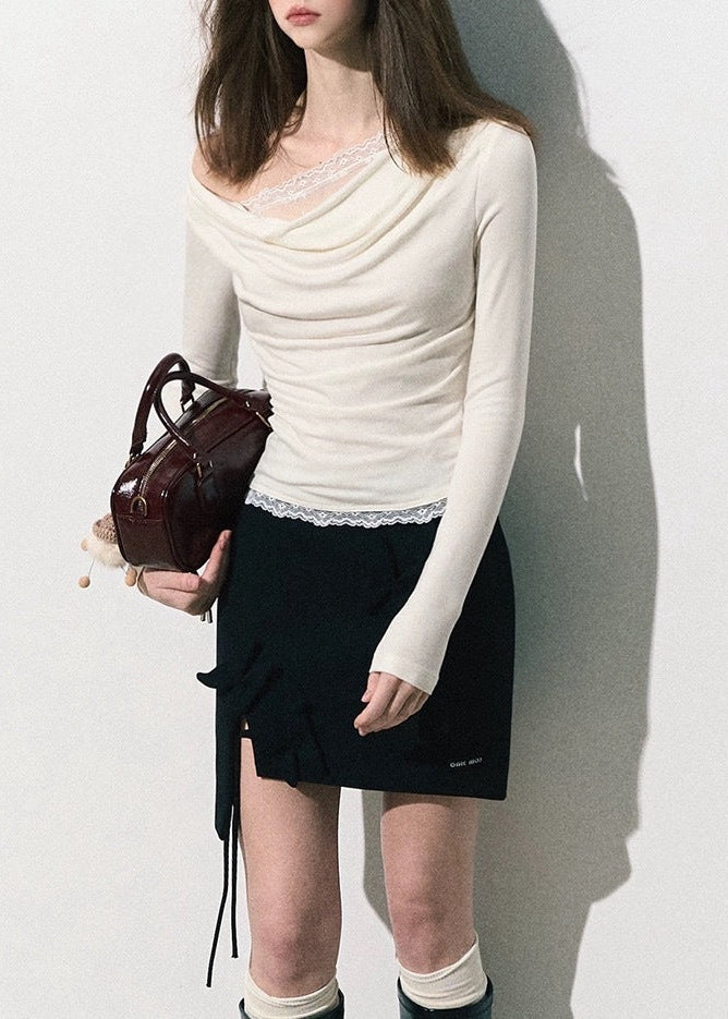 Edgaras Asymmetric Lace Knit Top