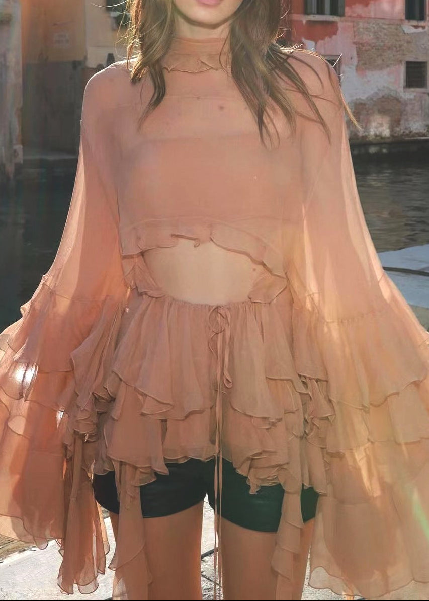 Caleb Ruffle Cutout Asymmetric Top