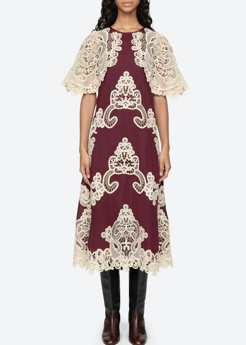 Emanuel Cochet Shawl Midi Dress In Red