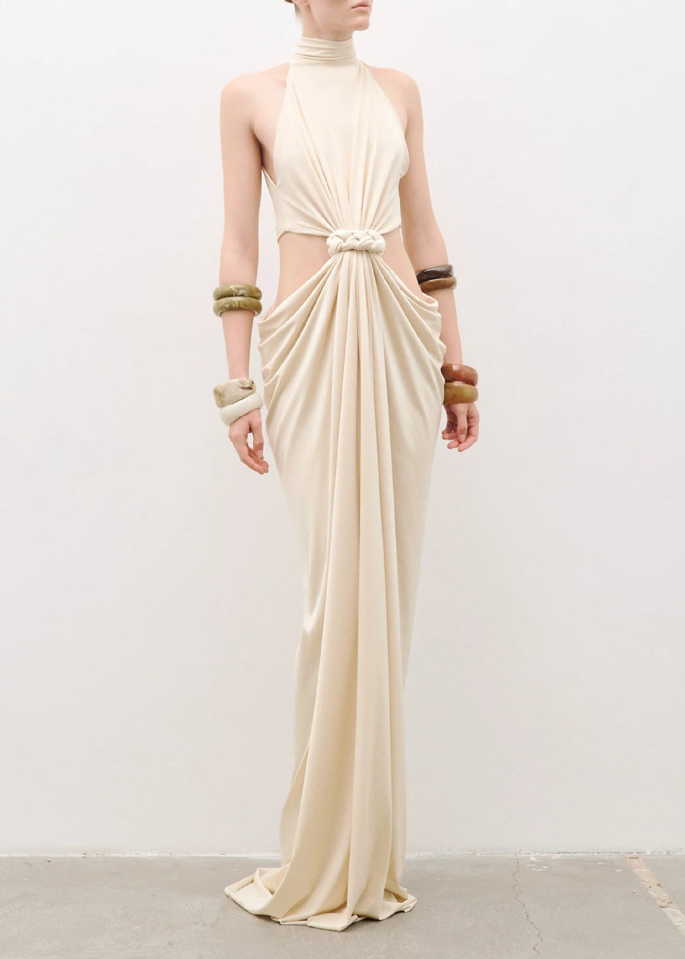 Drystan High Neck Cutout Twist Maxi Dress