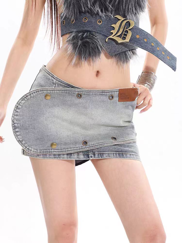 Farrukh Eyelet Denim Mini Skirt