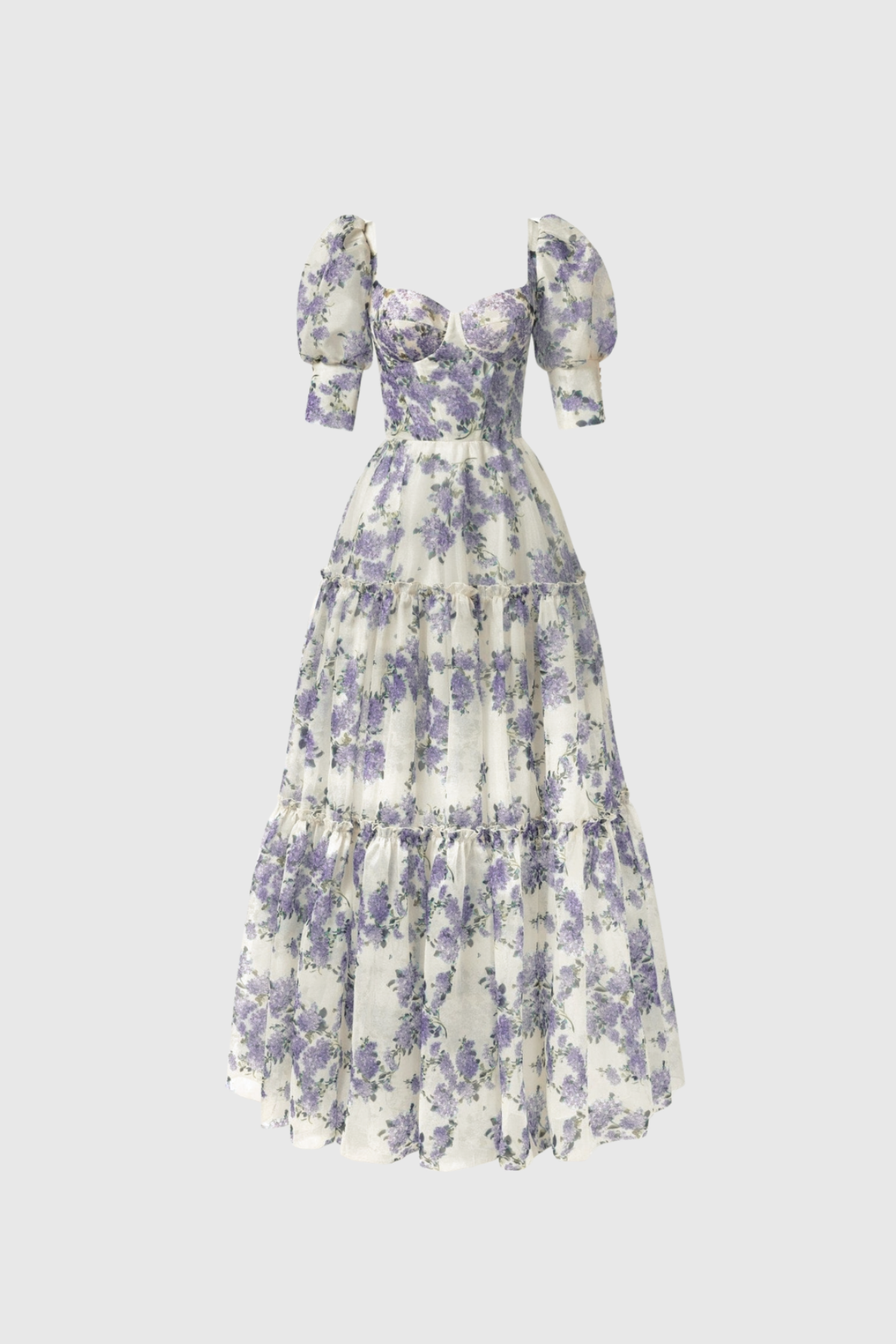Ferdowsi Puff Sleeve Floral Maxi Dress In Purple