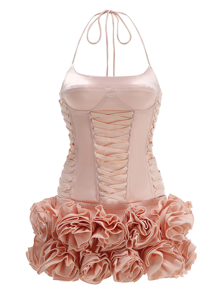 Alya Flower Corset Halter Neck Skirt Set