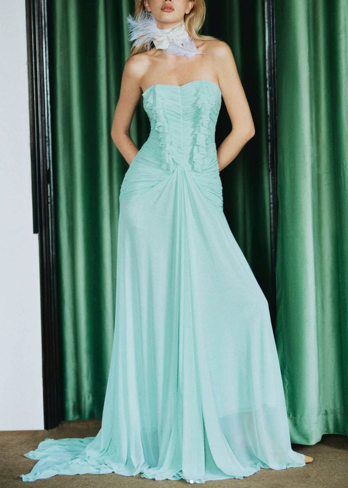 Koen Two Piece Ruch Ruffle Maxi Dress