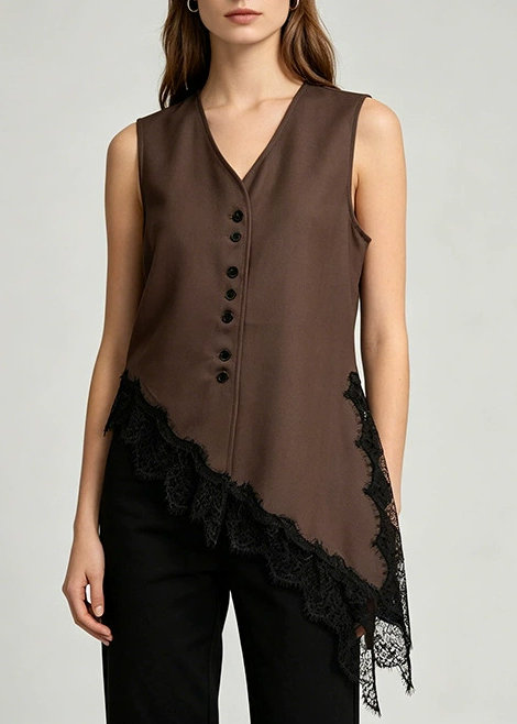 Inacio Sleeveless Lace Button Top