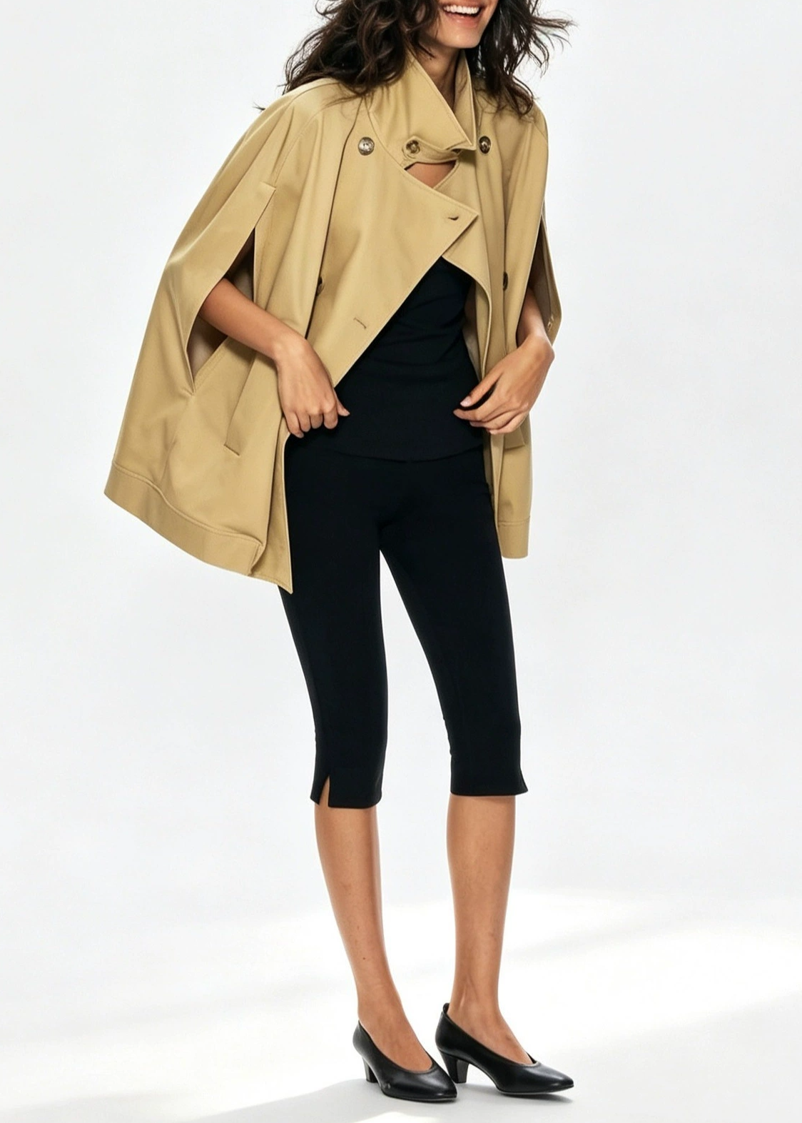 Khaza Cape Sleeve Double Breasted Jacket