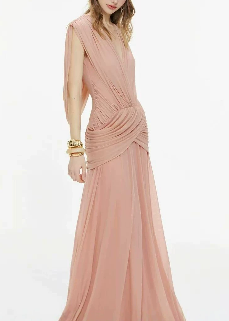 Jacalyn Ruch Mesh Maxi Dress In Pink