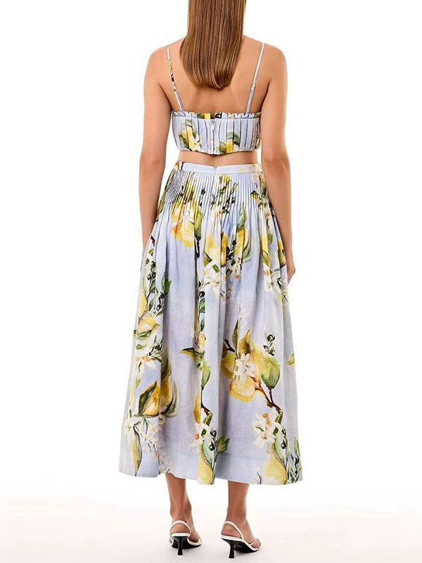Isokrates Spaghetti Floral Skirt Set