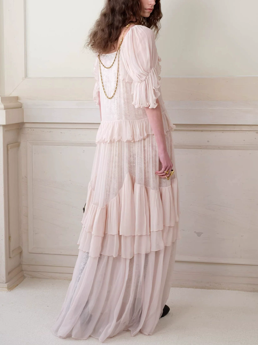 Hiwot Ruffle Mesh Maxi Dress