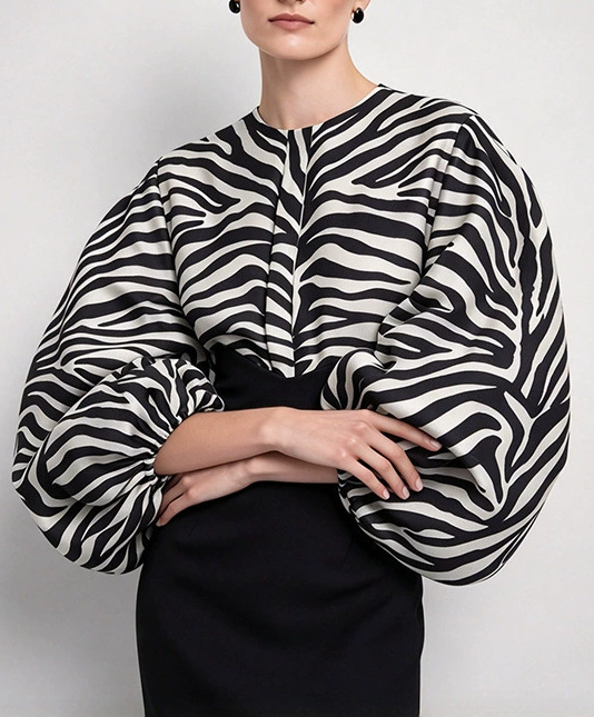 Kristoff Balloon Sleeve Zebra Top