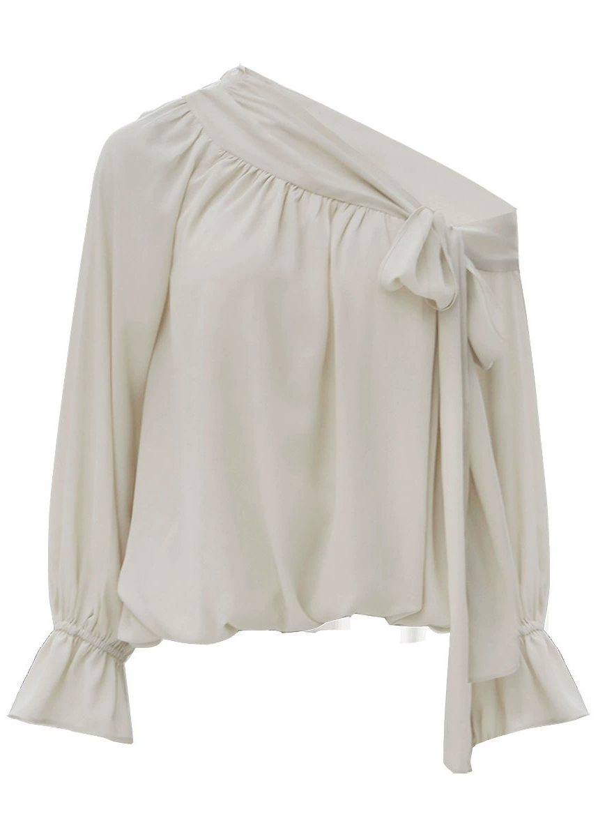 Essie Asymmetric Tie Up Top In Beige