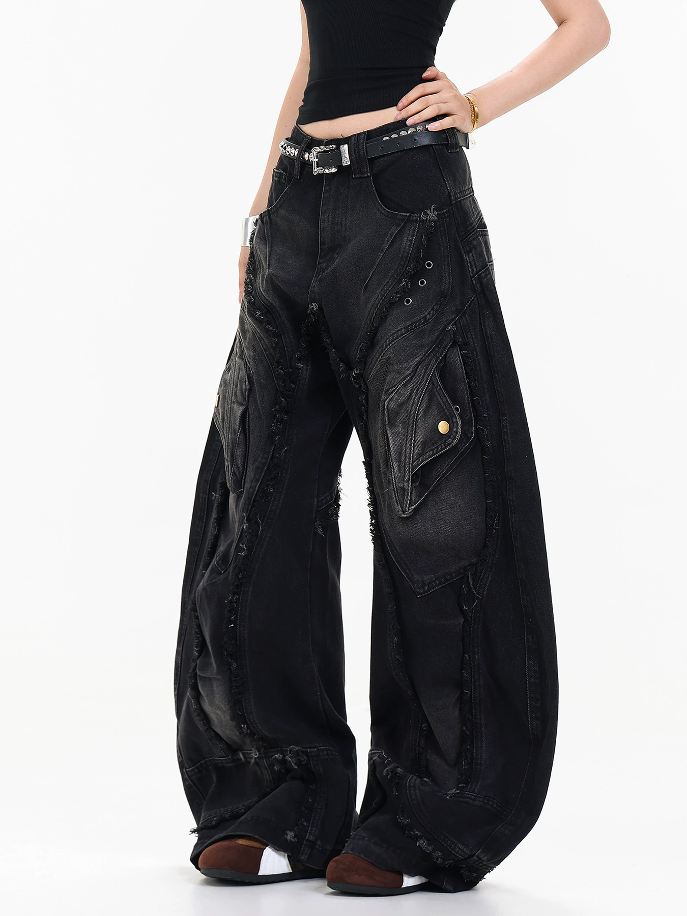 Kailena Fringe Baggy Jeans
