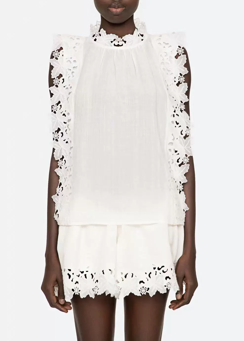 Kazane Sleeveless Floral Embroidered Top