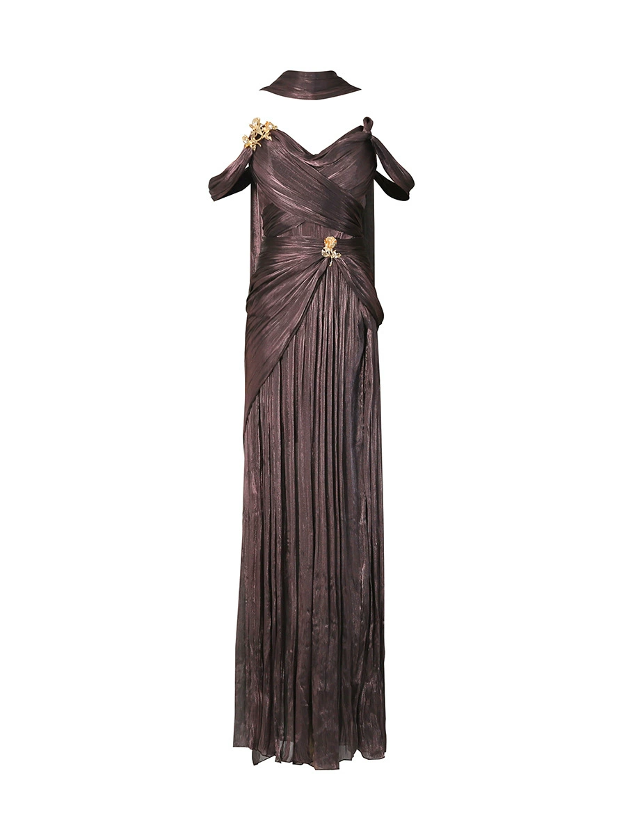 Jelka Sleeveless Ruch Scarf Maxi Dress