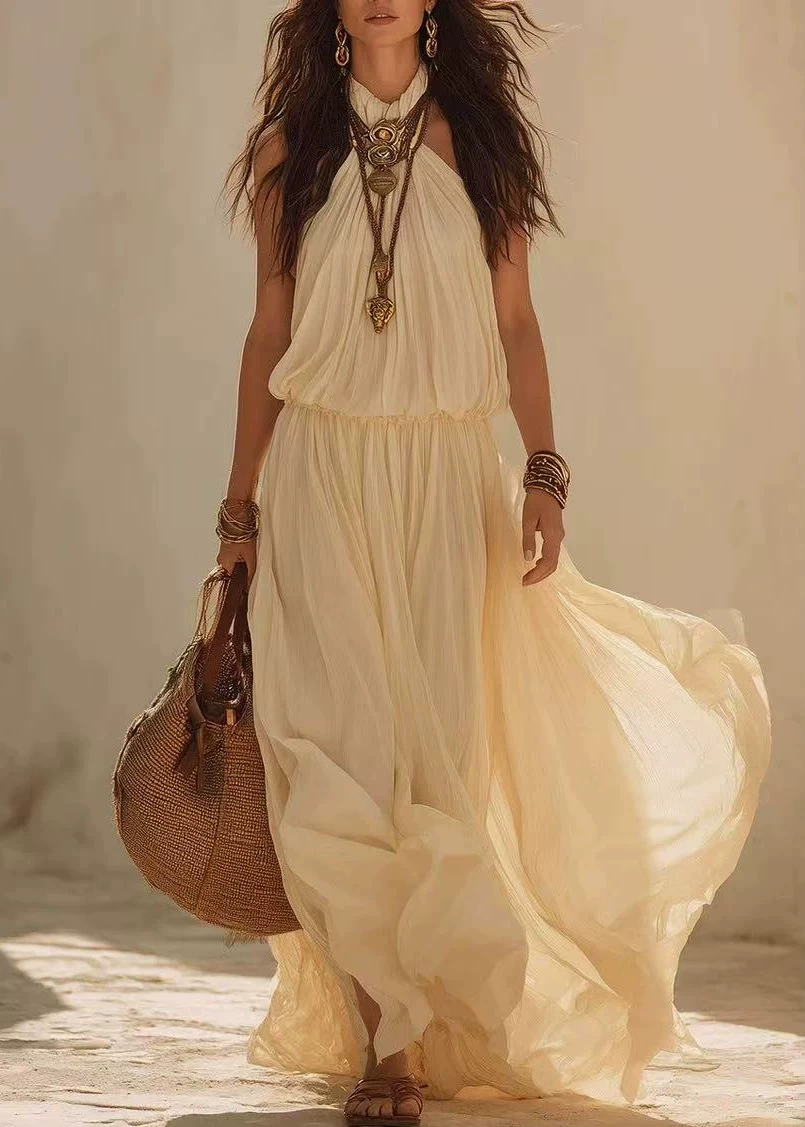 Katarzyna Halter Neck Ruch Maxi Dress