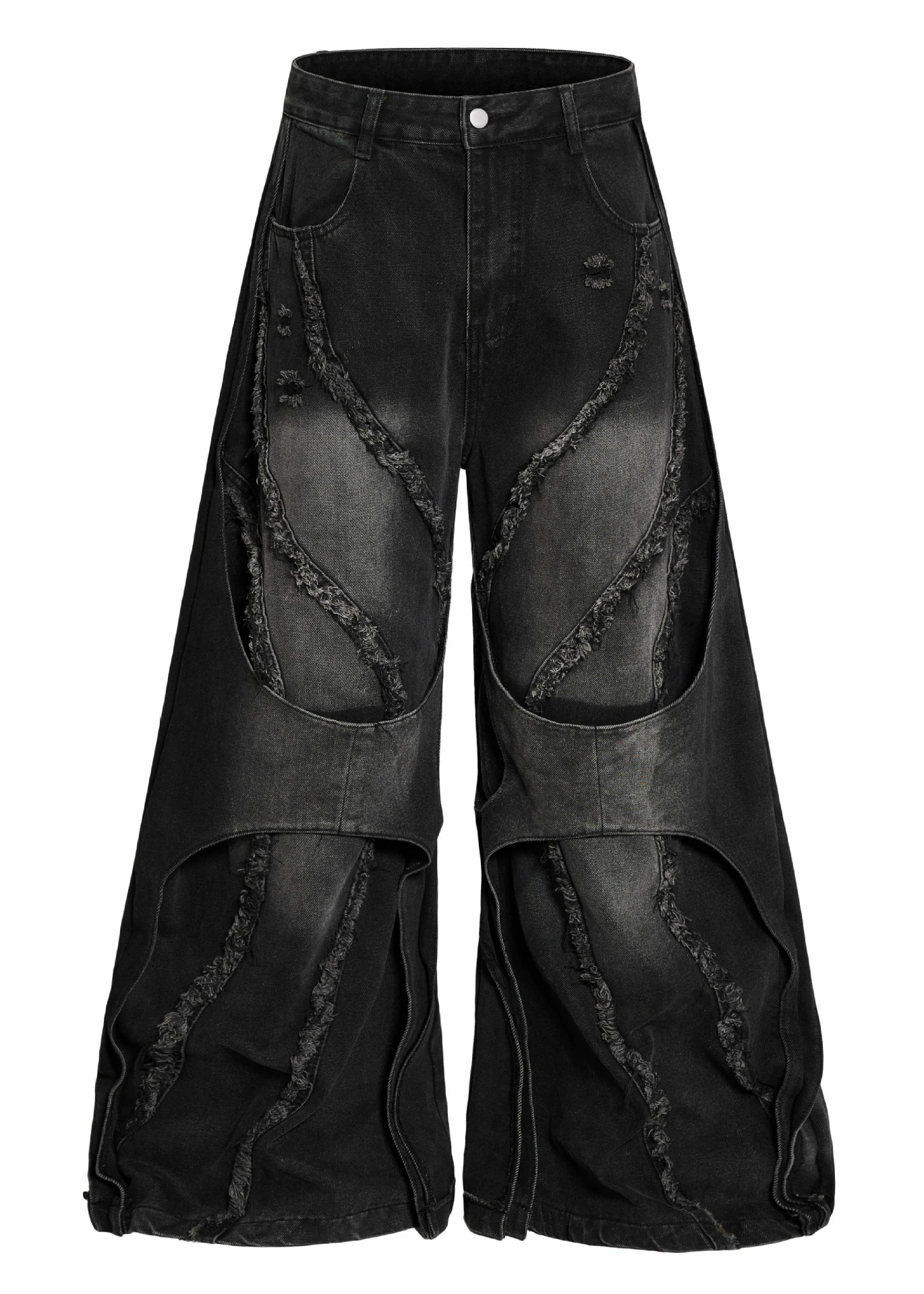 Kahlilia Bleached Fringe Baggy Jeans