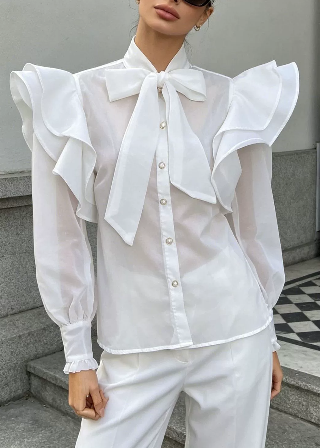 Ieronim Balloon Sleeve Mesh Top