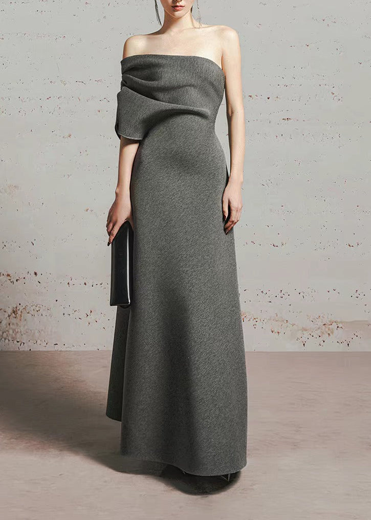 Imeda Strapless Asymmetrical  Maxi Dress
