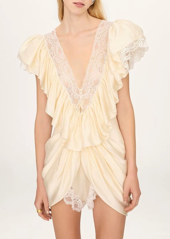 Fiacre Plunge Ruffle Jumpsuit