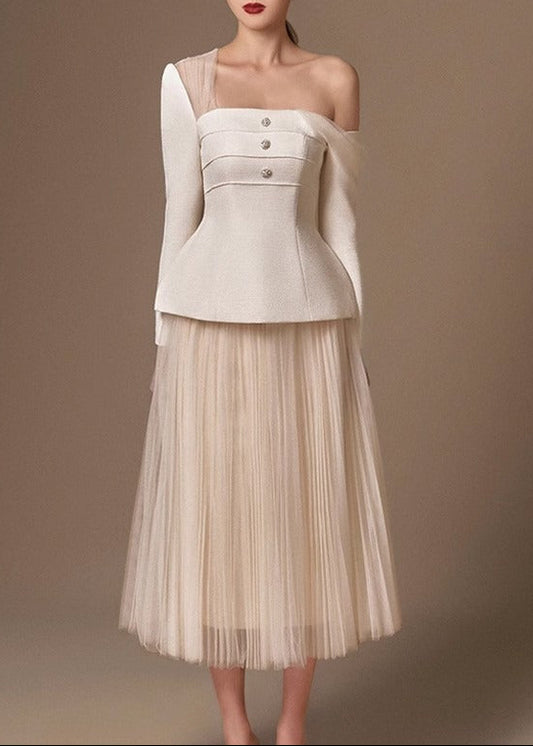Idril Asymmetric Mesh Skirt Set
