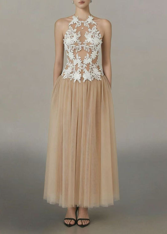 Firmin Sleeveless Flower Mesh Maxi Dress