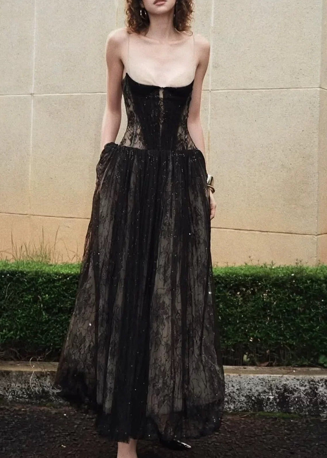 Henrika Spaghetti Lace Maxi Dress