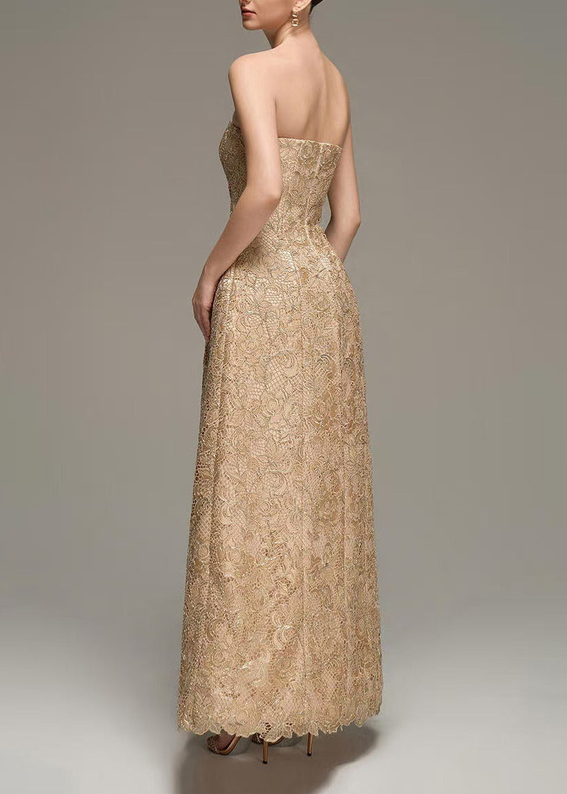 Gislenus Strapless Embroidered Maxi Dress