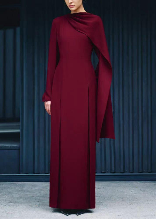 Heracles Shawl Maxi Dress In Wine