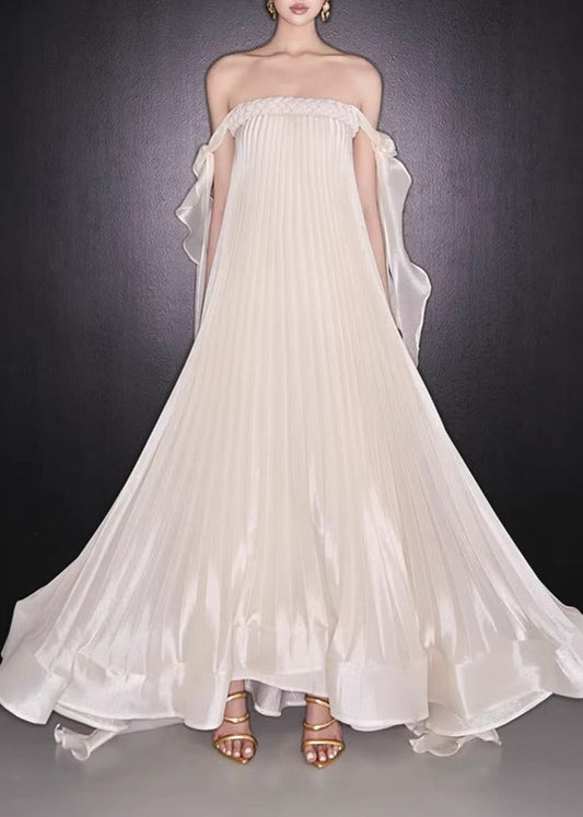 Felipe Strapless Ruch Fringe Maxi Dress