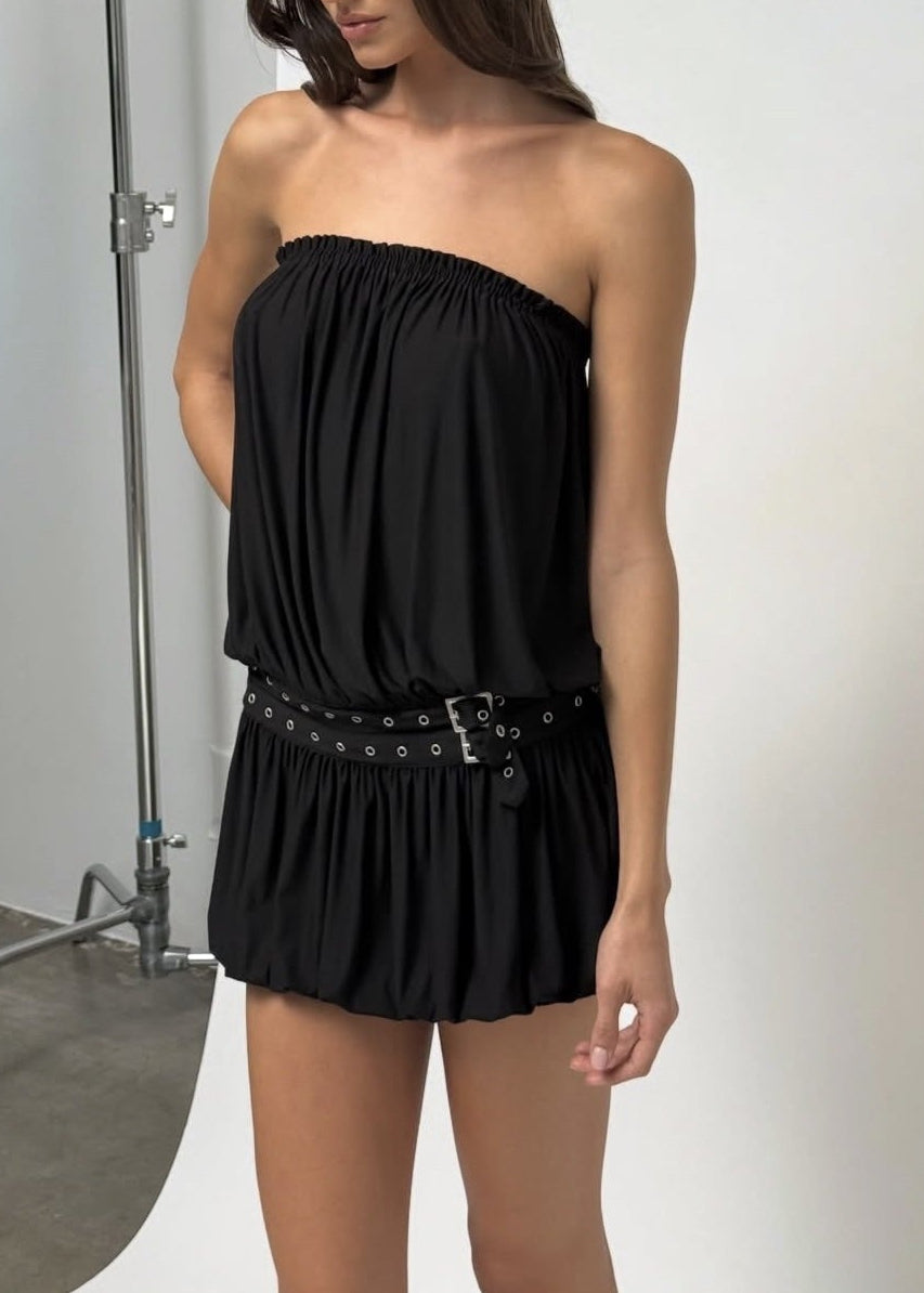 Kachiri Eyelet Draped Mini Dress