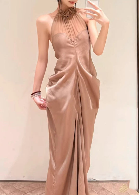 Franck Halter Neck Draped Maxi Dress
