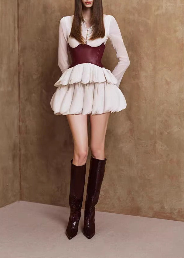 Kahoni Leather Bubble Mini Dress