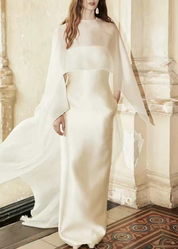 Henrietta Split Shawl Satin Maxi Dress