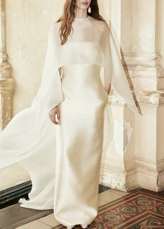 Henrietta Split Shawl Satin Maxi Dress
