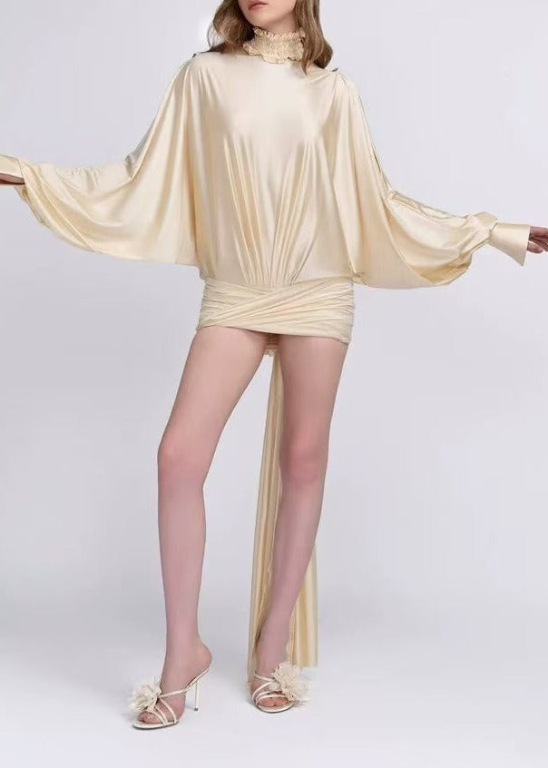 Fethi Backless Fringe Satin Mini Dress