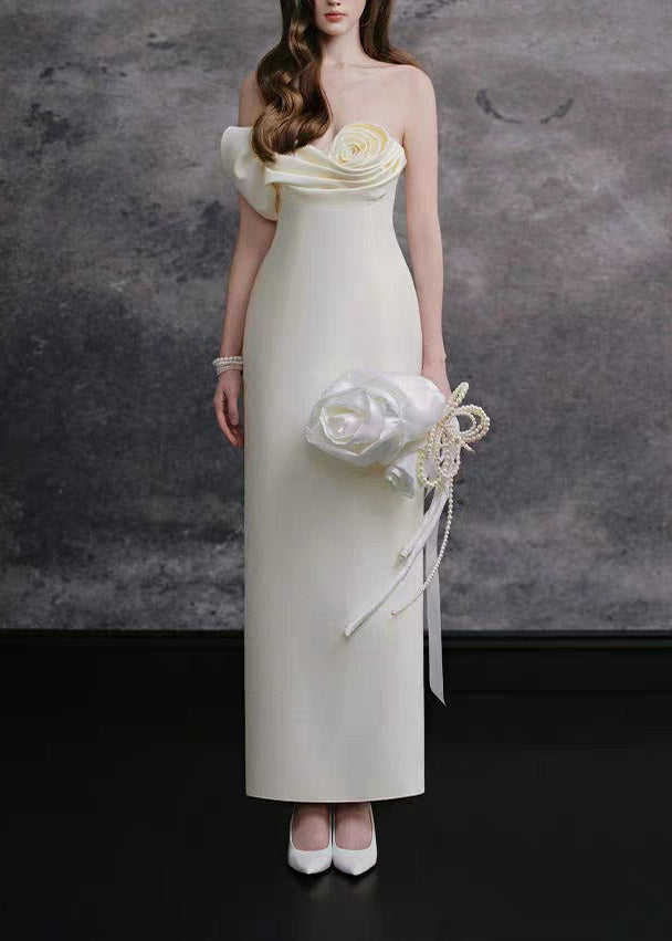 Herkus Strapless Flower Maxi Dress