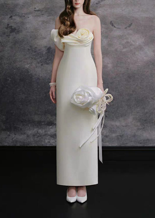 Herkus Strapless Flower Maxi Dress
